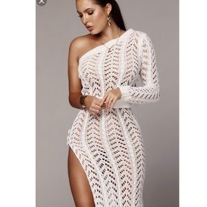 White Lani Knit One Shoulder Dress